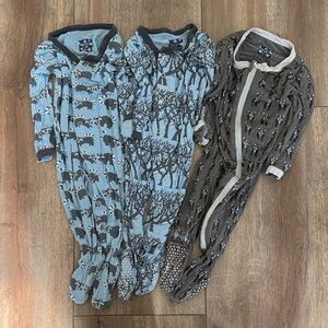 Kickee Pants Blue and Gray Kids footed pajamas